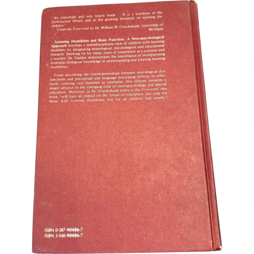 Springer Learning Disabilities and Brain Function Gaddes Hardcover 1980‎ Vintage